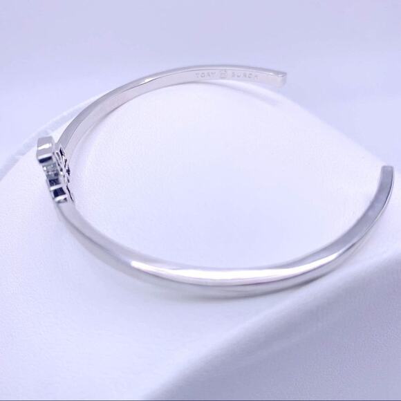 NWT Tory Burch Silver Cut Out Double T Cuff Bracelet - Picture 7 of 9